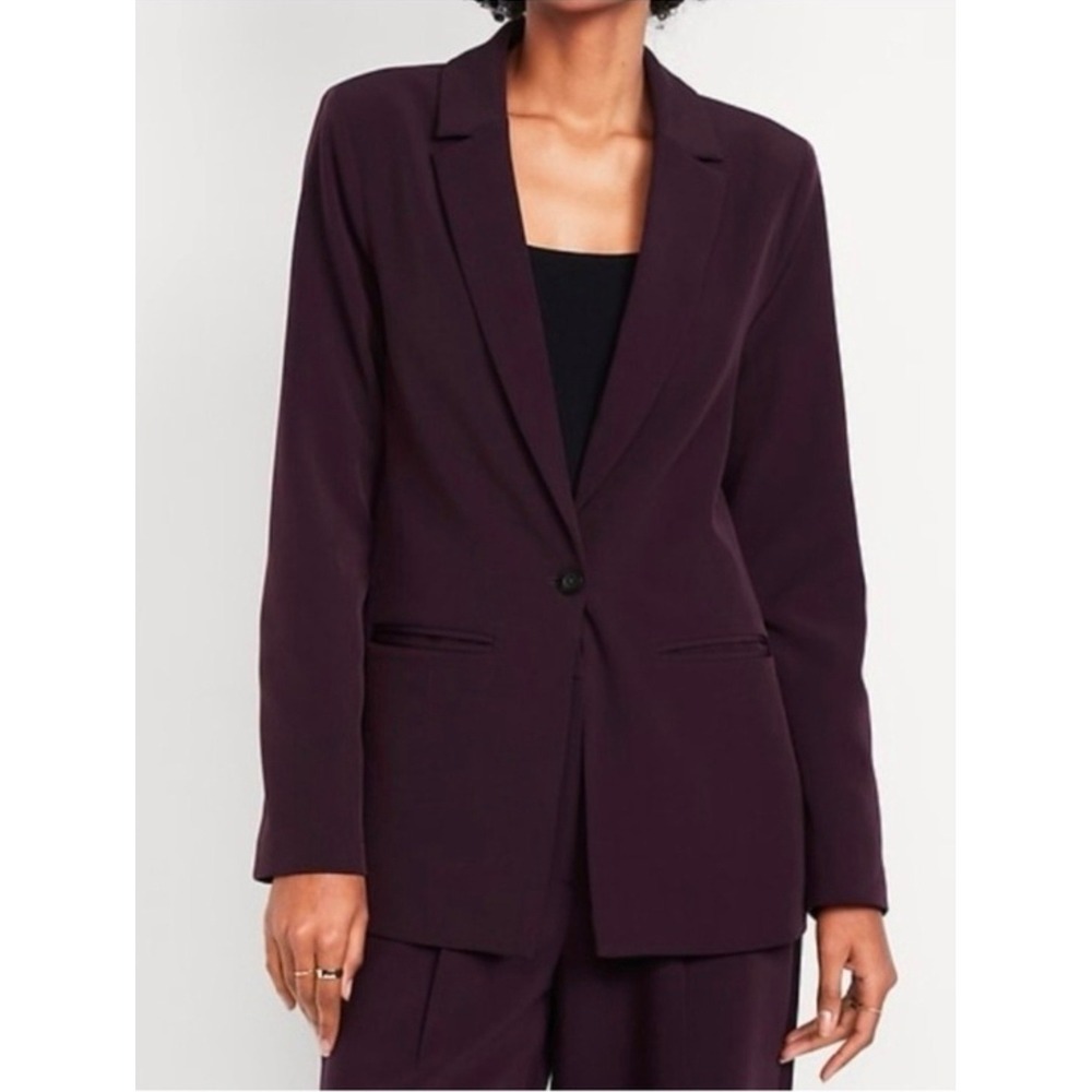 NWT Old Navy Womens Classic Double Weave Single Button Blazer Boxwood Plum‎  XS